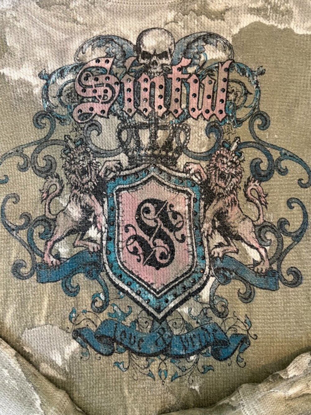 Vintage Sinful Affliction Y2K Graphic Long Sleeve Size Medium Made in USA - Picture 4 of 6